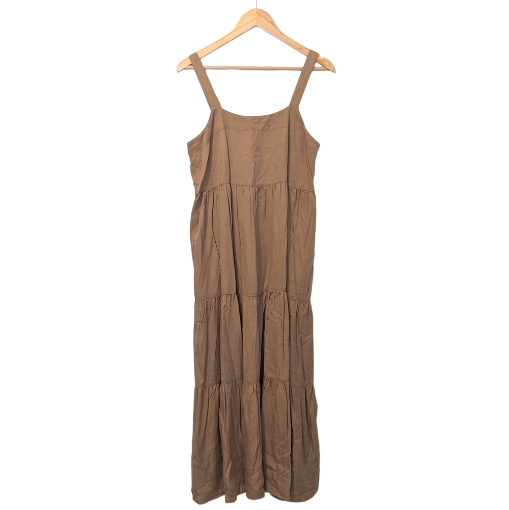 The Drop Britt Tiered Maxi Boho Flowy Dress Mushroom Brown Medium NWT - Picture 4 of 10